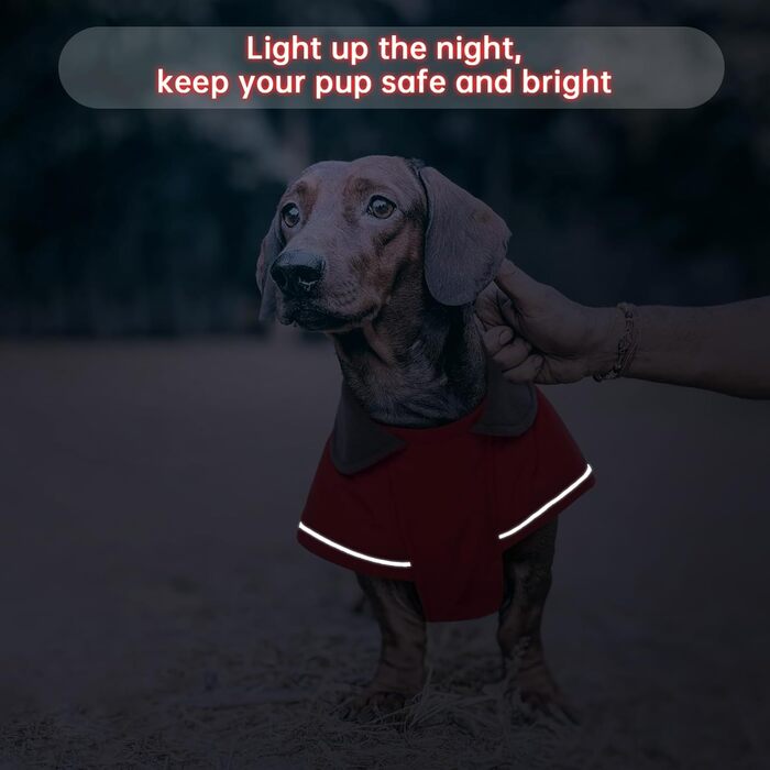 Зимовий теплий куртка для собак - для такс, водонепроникний, з захистом живота та отвором для повідка - червоний