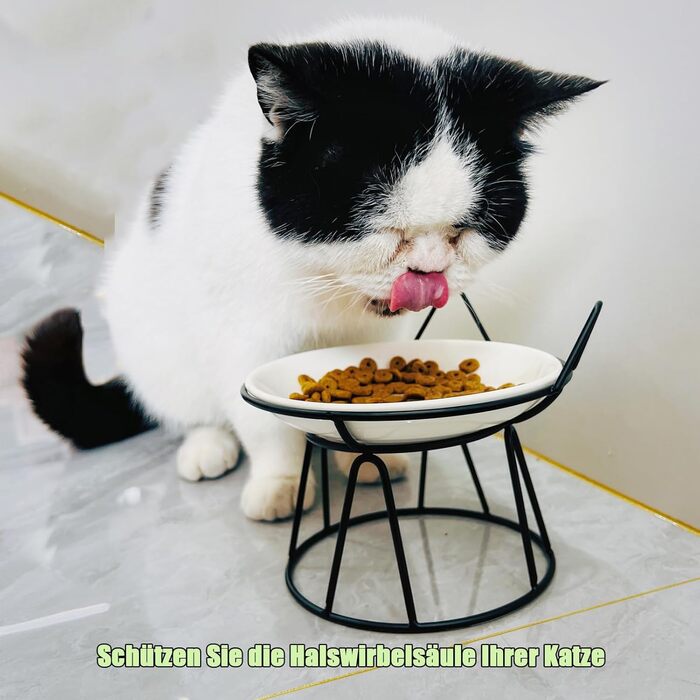 Котлові миски для котів, 2 шт. з підняттям, керамічні, з металевим підставкою, захист шиї, годівниця для котів