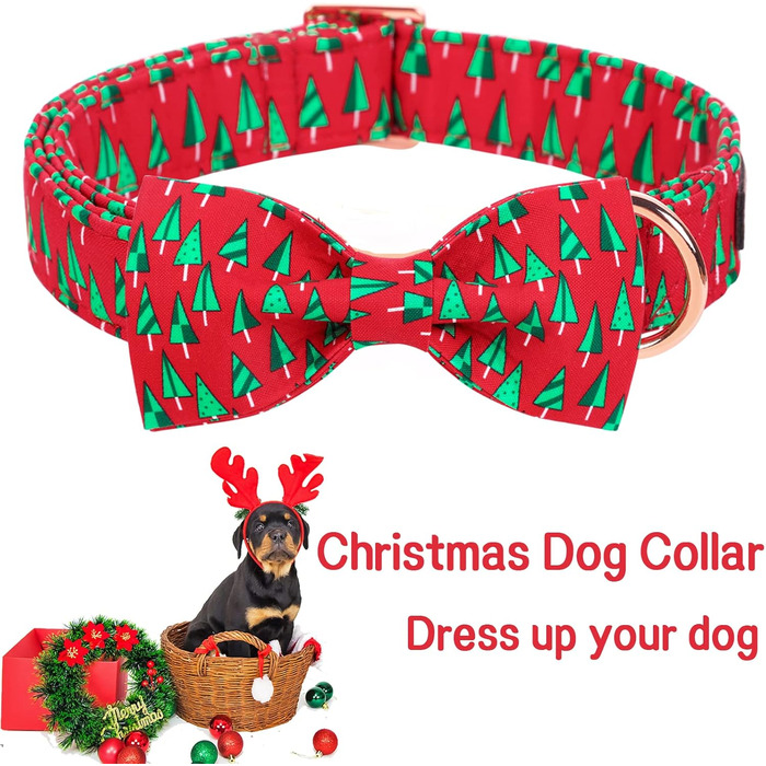 Ошатний собачий нашийник з метеликом Unique Style Paws, регульований, для собак та котів (L, ялинка)