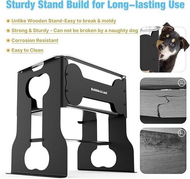 Підвищений миска для собак об'ємом 9.1 л з нержавіючої сталі з підставкою, 36 см заввишки для великих порід собак, стабільний металевий фуршет для полегшення суглобів, легко миється для використання в приміщенні та на вулиці