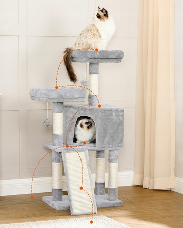 Дряпалка для котів Feandrea 101 — 160 см, сіра, сизаль, 4 рівні