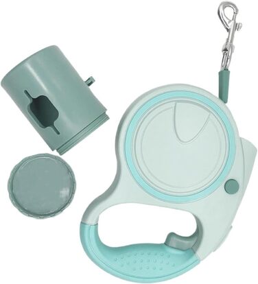 Висувна собача повідка з LED, зручний руків'я, тримач для відходів, для собак до 25 кг, зелена