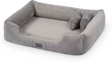 Ортопедичне ліжко для собак Candy, середнього та малого розміру - м'яке, зручне, з антиковзаючою основою, зносостійке, міцне (90x70 см, сірий)