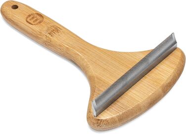 Щітка Mikki для собак та котів з бамбуковою ручкою, видаляє підшерсток та линяючу шерсть, нержавіюча сталь