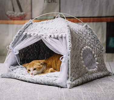 Плюшевий намет для собак і котів Haustier Tipi, знімне ліжко з матрацом, м'яке затишне місце для відпочинку, пране, для малих і середніх собак та котів