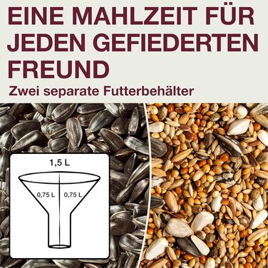 Швейцарський годівничка для птахів SWISSINNO Davos SMART – годівниця з піддоном, антиратонна, для саду та балкону, сірий колір