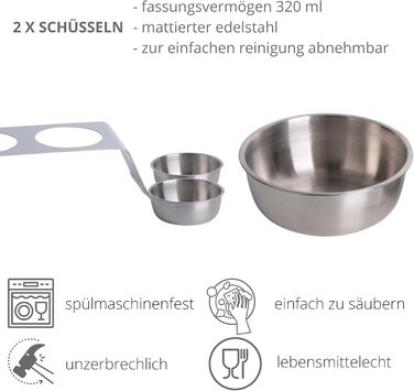 Підвищена годівниця для котів PETLINUS: ергономічна миска з нержавіючої сталі та металу, для котів та маленьких собак