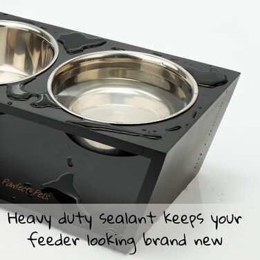 Підставка для корму для собак Pawfect Pets, 17.8 см, для середніх собак, 4 миски з нержавіючої сталі (чорна)