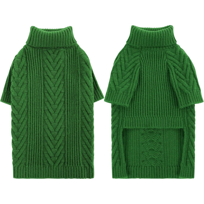 Вовняний пуловер для собак Preferhouse, теплий зимовий ролкраг для тварин, теплий пуловер, толстовка для породи Віндгорн, Бернський зенненхунд (червоний, 4XL) (XX-Large, зелений)
