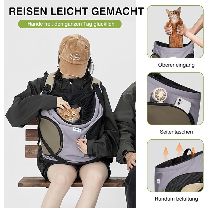 Рюкзак-переноска для собак та котів ALLSOPETS, рюкзак для тварин з інтегрованим ремінцем безпеки, ергономічний, дихаючий, для мотоцикла (блідо-ліловий)