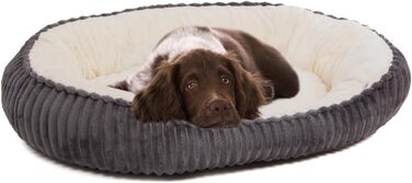Корзина для собак Wallace & Jones Cameron, середнього розміру, овальна, пухнаста, антиковзаюча, антрацит-бежева, розмір M, 75 x 55 x 20 см