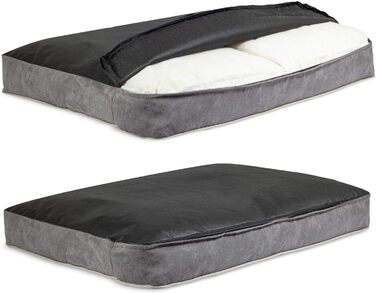 Крісло-ліжко для собак XL | М'яке ліжко з memory foam | Для великих собак | Легко миється | Еко-замша | Розмір 75 x 100 см | Темно-сірий колір