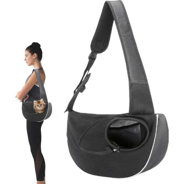 Сумка-переноска для собак та котів | Дихаюча тканина Оксфорд з сіткою | Зручна переноска для маленьких собак та кошенят | Складана переноска для подорожей з регульованим ременем