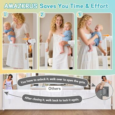 Дитяче захисне ворота для сходив та проходів, 400 см, білий. Захист від падіння для дітей та собак.