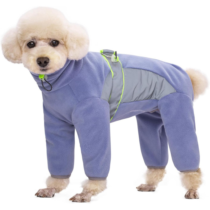 Флісовий теплий зимовий костюм для собак BT Bär з кільцем D, світловідбиваючими елементами, для малих та середніх собак (S, фіолетовий)