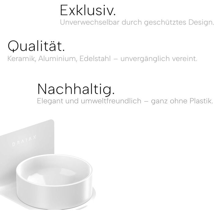 Настінна годівниця для котів та собак Draiax ElegantFeed S - керамічний миска, білий колір