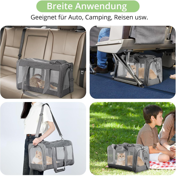 Транспортна сумка для котів та собак середнього розміру TAIKURA, складана переноска для тварин, дихаюча та миюча, з плечовим ременем, 44x31x31 см