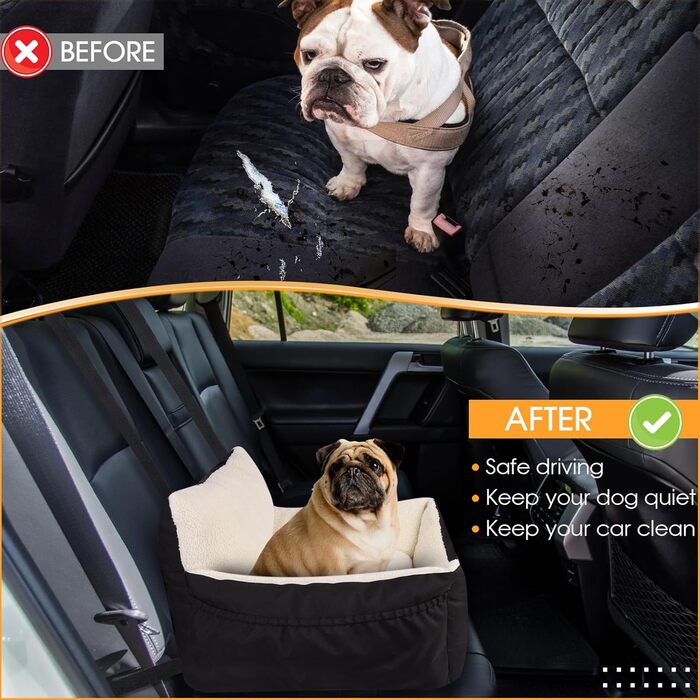 Автомобільний аксесуар для собак Aevcvok: зручний крісло-підставка для маленьких собак, чорного кольору, з безпечною лінією