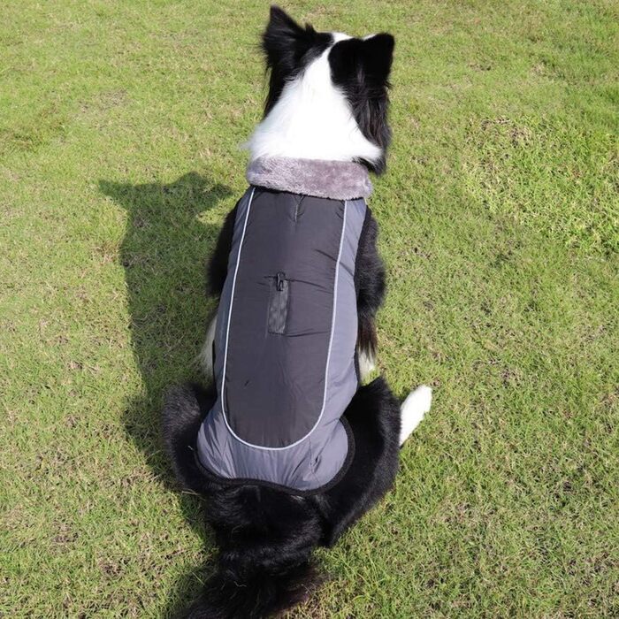 Водонепроникний теплий дощовик для собак з отвором для шлейки, для маленьких, середніх та великих собак, (M: Об'єм грудей (50-60 см), Чорний)