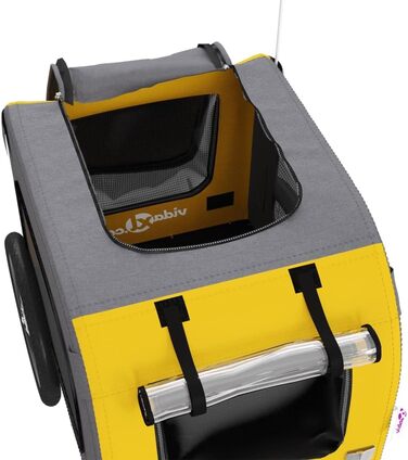 Фаркоп-причіп для собак Tidyard, 45 кг, Oxford-Gewebe, з прапором та відбивачами, жовто-сірий