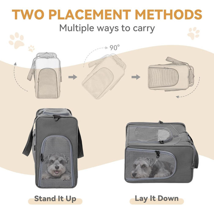 Транспортна сумка для собак та котів Petsfit 55x40x23 - переноска для тварин в літак, авто, поїзд (сірий)