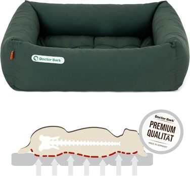 Ортопедичне ліжко для собак Doctor Bark - миється до 95°C, гігієнічне, без запаху, з м'якою подушкою (S - 70x60 см, зелене)