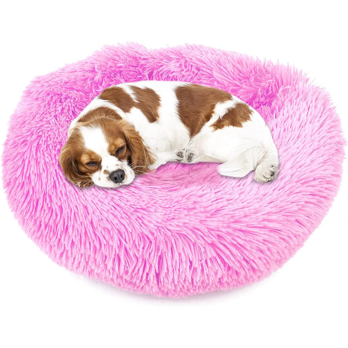 М'яке ліжко для собак Donut 50 см - рожева, для маленьких та середніх собак, кошик для тварин, миється