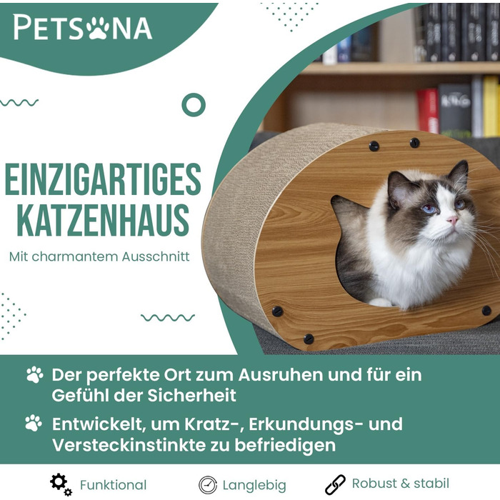 Котячий когтетоп з картону та килима, 30x43x25 см - іграшка для котів, натуральний матеріал