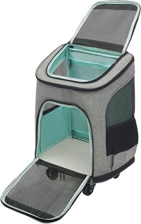 Складаний рюкзак для собак та котів Soudesileim 2-в-1 з візком, до 9 кг, сірий, 34x28x44 см