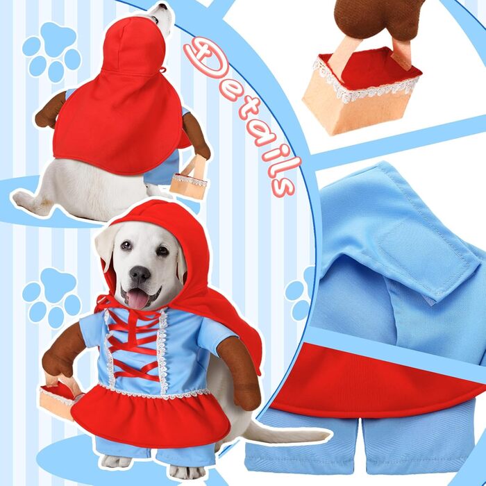 Костюм для собак Huhumy Rotkäppchen на Halloween, милий, кумедний косплей, одяг для собак маленьких, середніх та великих (S, Neck Length:11.8', Chest Girth:16.9')