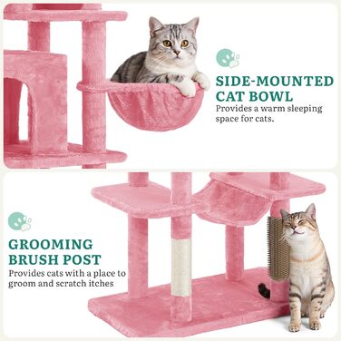 Котячий комплекс YITAHOME для великих котів з подряпальниками, будиночком та платформами, 157 см, рожевий