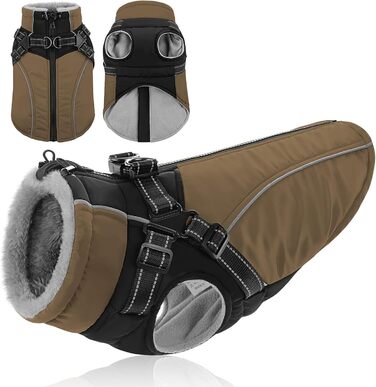 Зимовий теплий водонепроникний теплий одяг для собак Konvinit, розмір L, колір коричневий (обхват грудей 62 см)