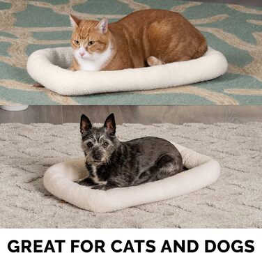 FurHaven Лежанка для собак великих та середніх порід, Sherpa-Fleece, розмір L, 91 x 58 x 7 см, кремовий колір