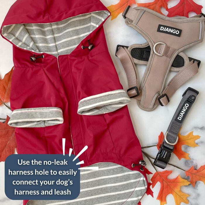 Водонепроникний собачий дощовик DJANGO Highland з капюшоном, оливковий, розмір M, для малих та середніх собак, з отвором для шлейки, зручний підклад, кишеня на спині