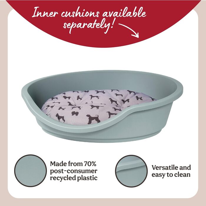 Ліжко для домашніх тварин Rosewood Eco Line з переробленого пластику, блакитне, маленьке (60 см), міцне, пральне ліжко для собак