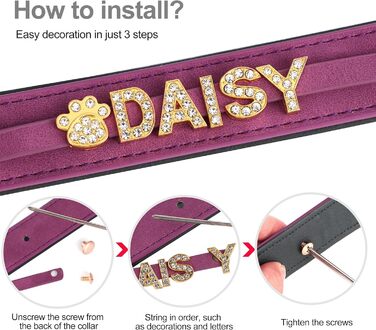Персоналізоване шкіряне собаче ошийник з кристалами та іменем від PET ARTIST, блискучий ошийник зі стразами для собак, обхват шиї 33-43 см, фіолетовий