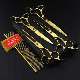 Набір професійних ножиць для грумінгу WYGC для собак, котів та інших тварин. З нержавіючої сталі, з гребінцем для чищення.