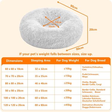 Ортопедичне ліжко для собак, кошик для собак, диван для котів, м'яке ліжко-донат, 120 см, сірий
