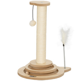 Кігтеточка PawHut 4-в-1, кігтеточка 49 см, кігтеточка Sisal Cat з ігровим м'ячем, кігтеточка для кішок для котів, меблі для дряпання кішок, кімнатна, дуб | Аосом