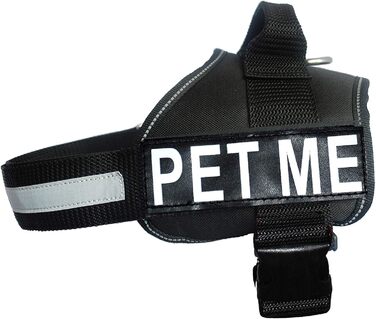 Шлея для собак Pet Me з нейлону, чорна, розмір 12-16 дюймів, із 2 відбивними нашивками, регульована