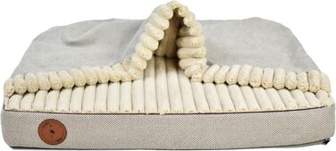 Лягу для собак середнього розміру, ортопедична матрац для собак, м'яке ліжко для тварин з капюшоном, неслизьке, пральне, з блискавкою (Бежевий, 70 x 60 x 8 см)