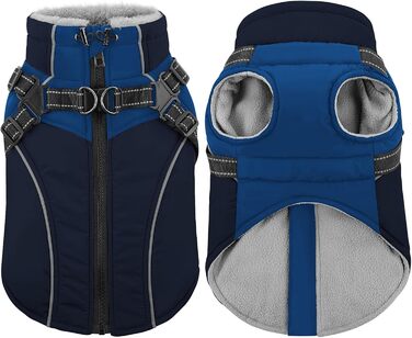 Зимовий теплий одяг для собак Konvinit: куртка з підкладкою з флісу, світловідбиваючі елементи, для собак середніх розмірів, розмір M, зелений/синій (M: обхват грудей 53 см)