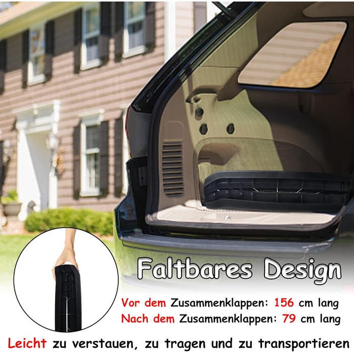 Наізі Рампа для собак 156см, складна, з антиковзким покриттям, для собак/кішок/домашніх тварин до 90 кг, чорна