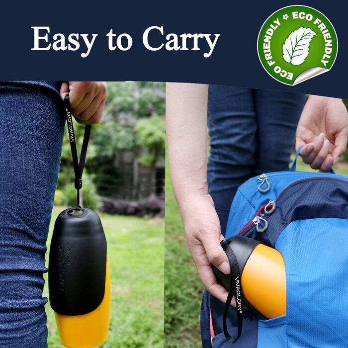 Фляга для води для собак VIVAGLORY Pawhike, 750 мл, нержавіюча сталь, портативна, оранжева