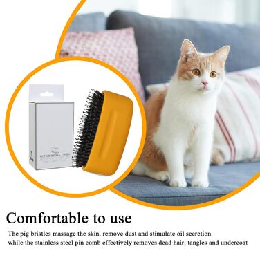 Щітка для видалення шерсті котів | Догляд за шерстю, проти випадання шерсті - аксесуар для домашніх тварин для довгошерстих собак та котів з функцією щоденного догляду для дому та в дорогу, білий (жовтий)