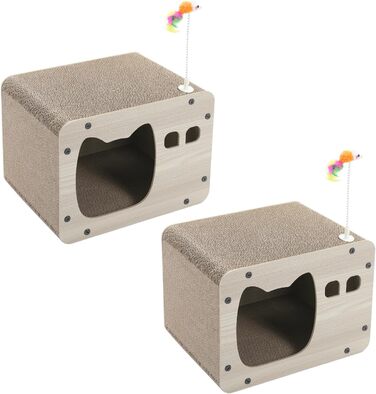 Котяче дряпак PETEPELA 2 шт. з картонної коробки-будиночка, килимок для дряпання, захист меблів