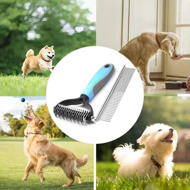 Щітка для собак та котів з довгим хутром, 17+9 двосторонні щітки для підшерстя, гребінець для собак з нержавіючої сталі