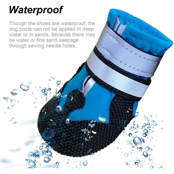 Чоботи для собак Dricar: 4 шт., дихаючі, антиковзні, для маленьких, середніх та великих собак, синій, розмір M