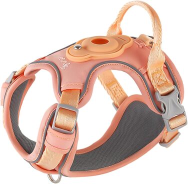 Шлейка для собак TSPRO з тримачем для AirTag, регульована нагрудна стрічка для маленьких собак, з зручною ручкою, міцна та світловідбиваюча для прогулянок, бігу, тренувань (Зелена, розмір 2) Розмір 2 (Окружність шиї 28.5-42 см, Окружність грудей 42-53 см)