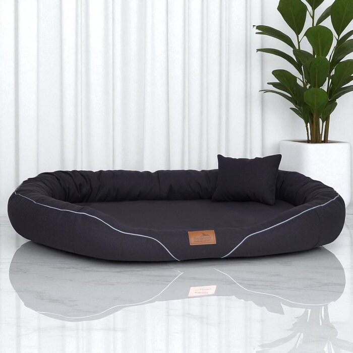 Ортопедичне собаче ліжко Tierlando Tiffany Couture XL XXL: велике ліжко-софа для собак, знімний водонепроникний чохол та матрац з Memory Foam, 145x105 см, Колір: Коричневий